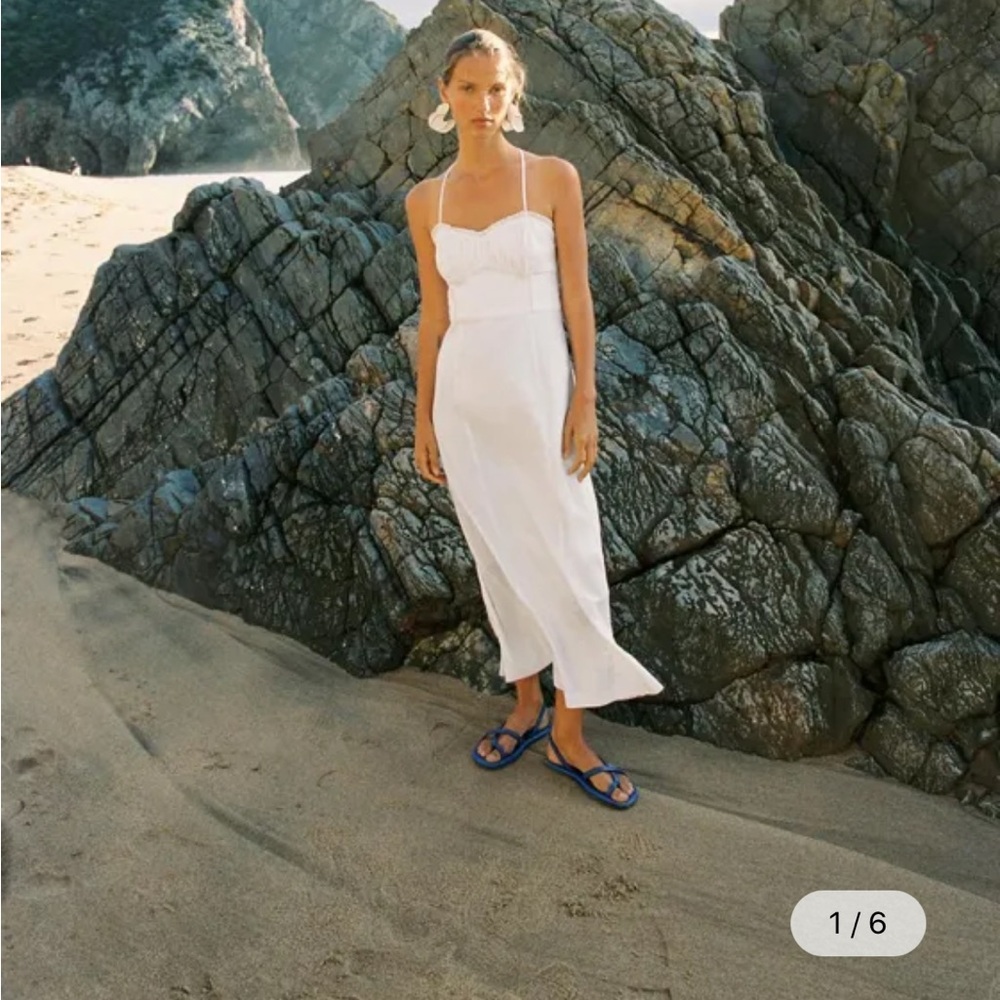 Zara linen blend Lace-Trimmed Dress